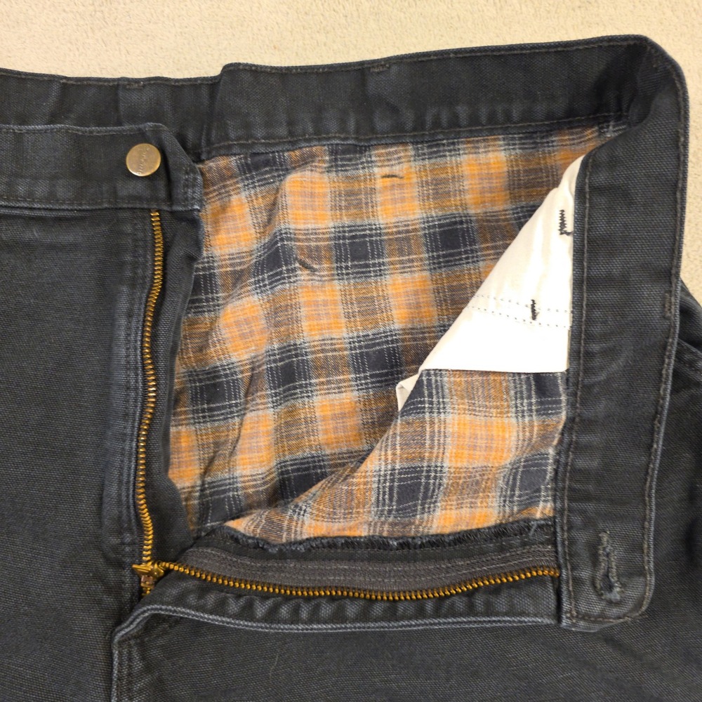 Carhartt Carpenter Pants Mens 38x33 Black Flannel Lined Workwear Skater B111 BLK